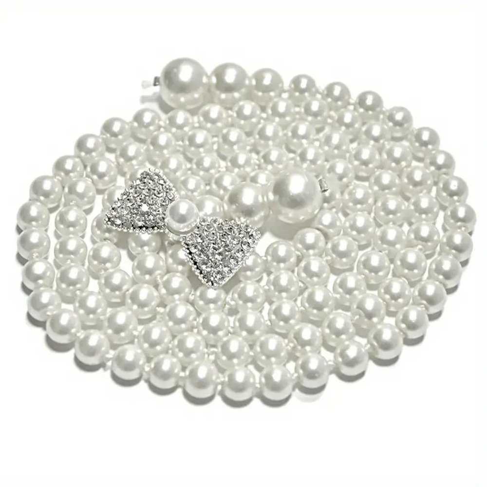 Pearl Thin Belt Simple Elegant, Bow Buckle
